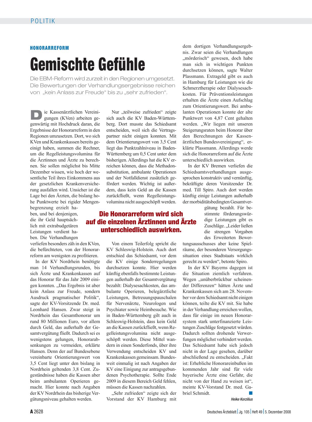 Vorschauseite 1: Honorarreform: Gemischte Gefühle