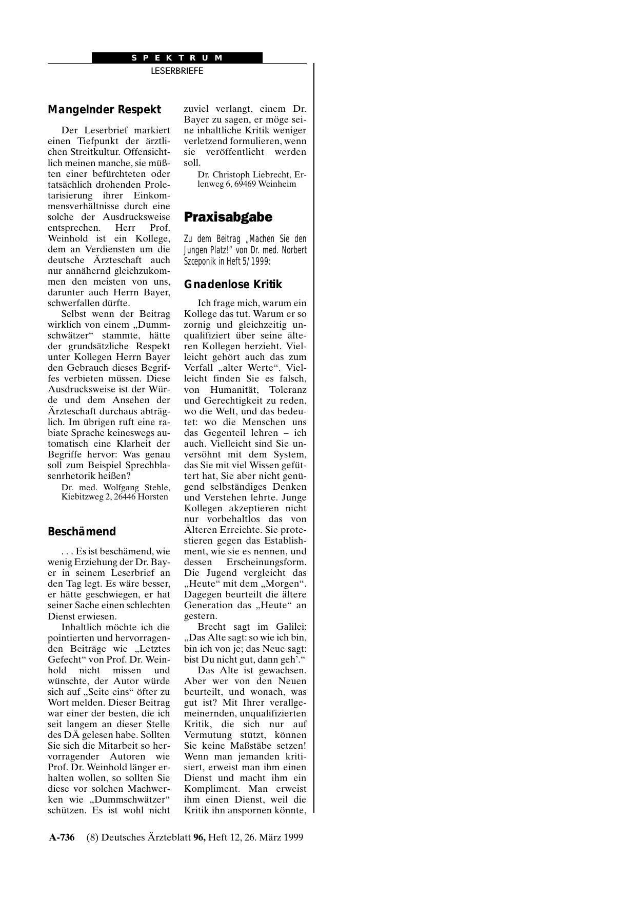 Vorschauseite 1: Praxisabgabe: Gnadenlose Kritik
