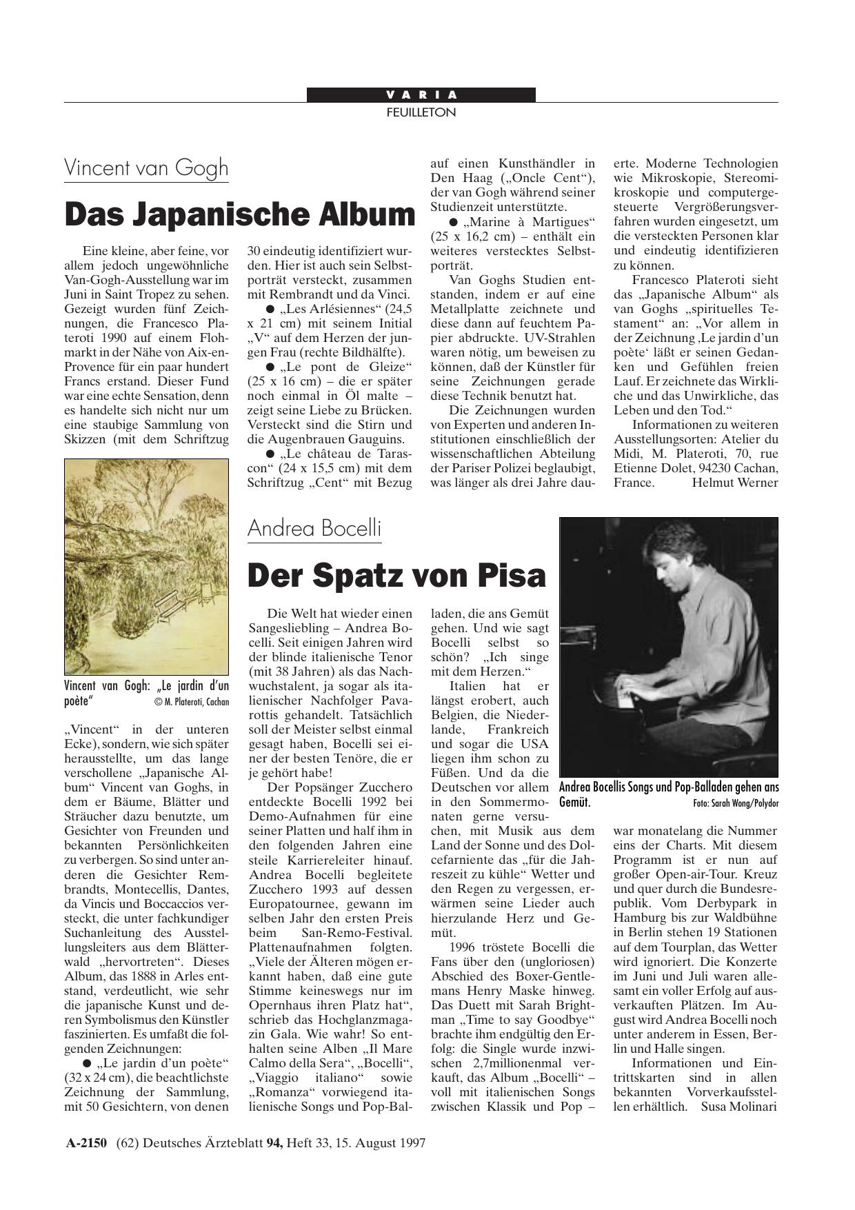 Vorschauseite 1: Andrea Bocelli: Der Spatz von Pisa