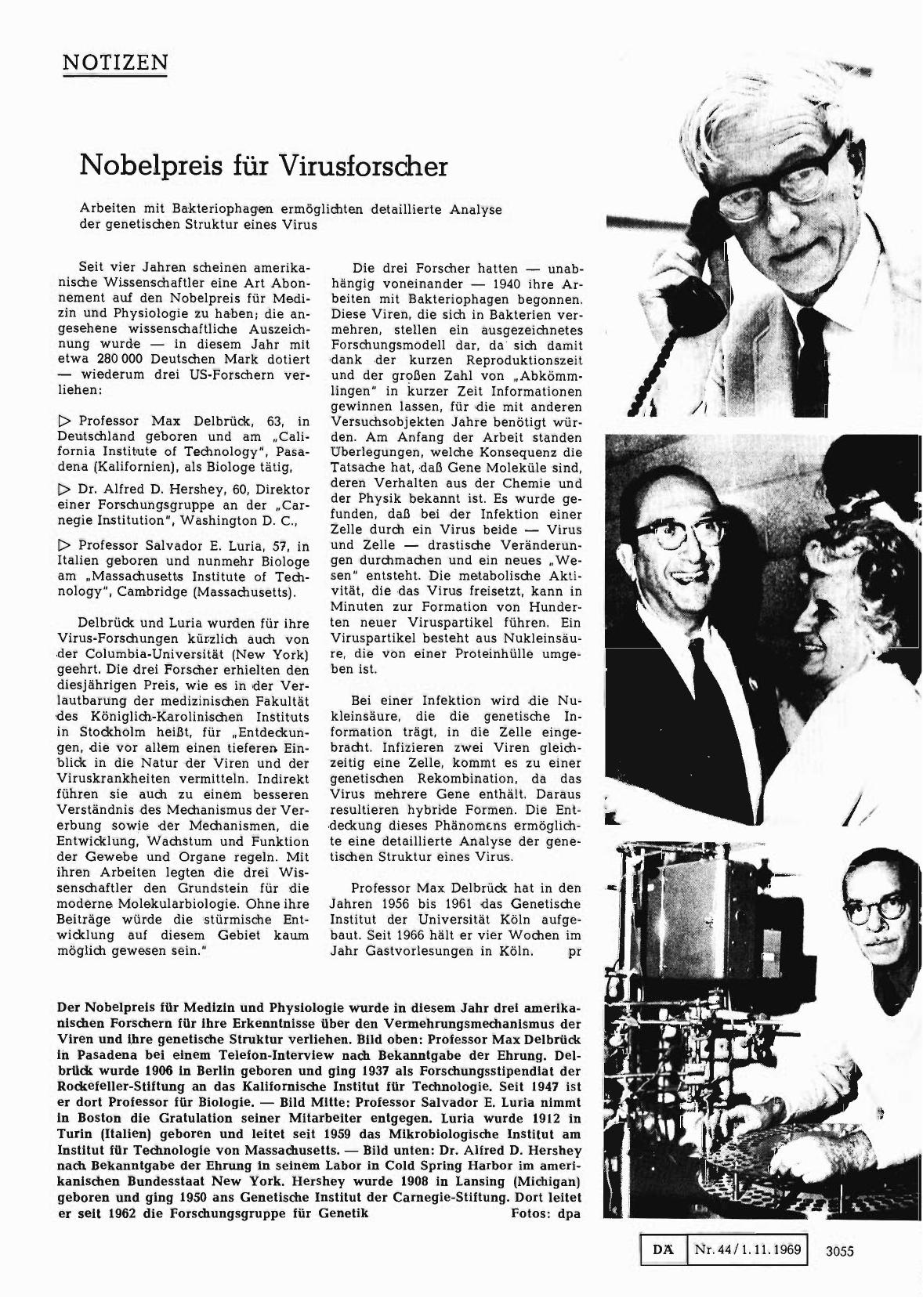 Vorschauseite 1: Nobelpreis für Virusforscher