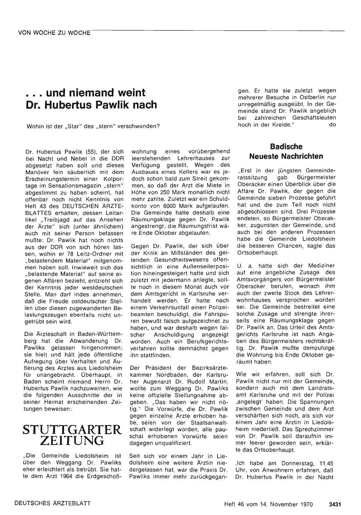 Vorschauseite 1: . .. und niemand weint Dr. Hubertus Pawlik nach