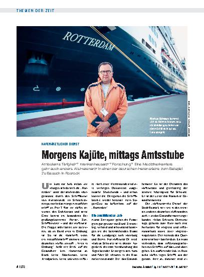 Vorschauseite 1: Hafenärztlicher Dienst: Morgens Kajüte, mittags Amtsstube
