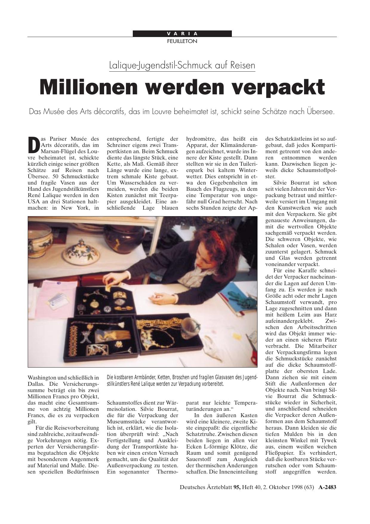 Vorschauseite 1: Lalique-Jugendstil-Schmuck auf Reisen: Millionen werden verpackt