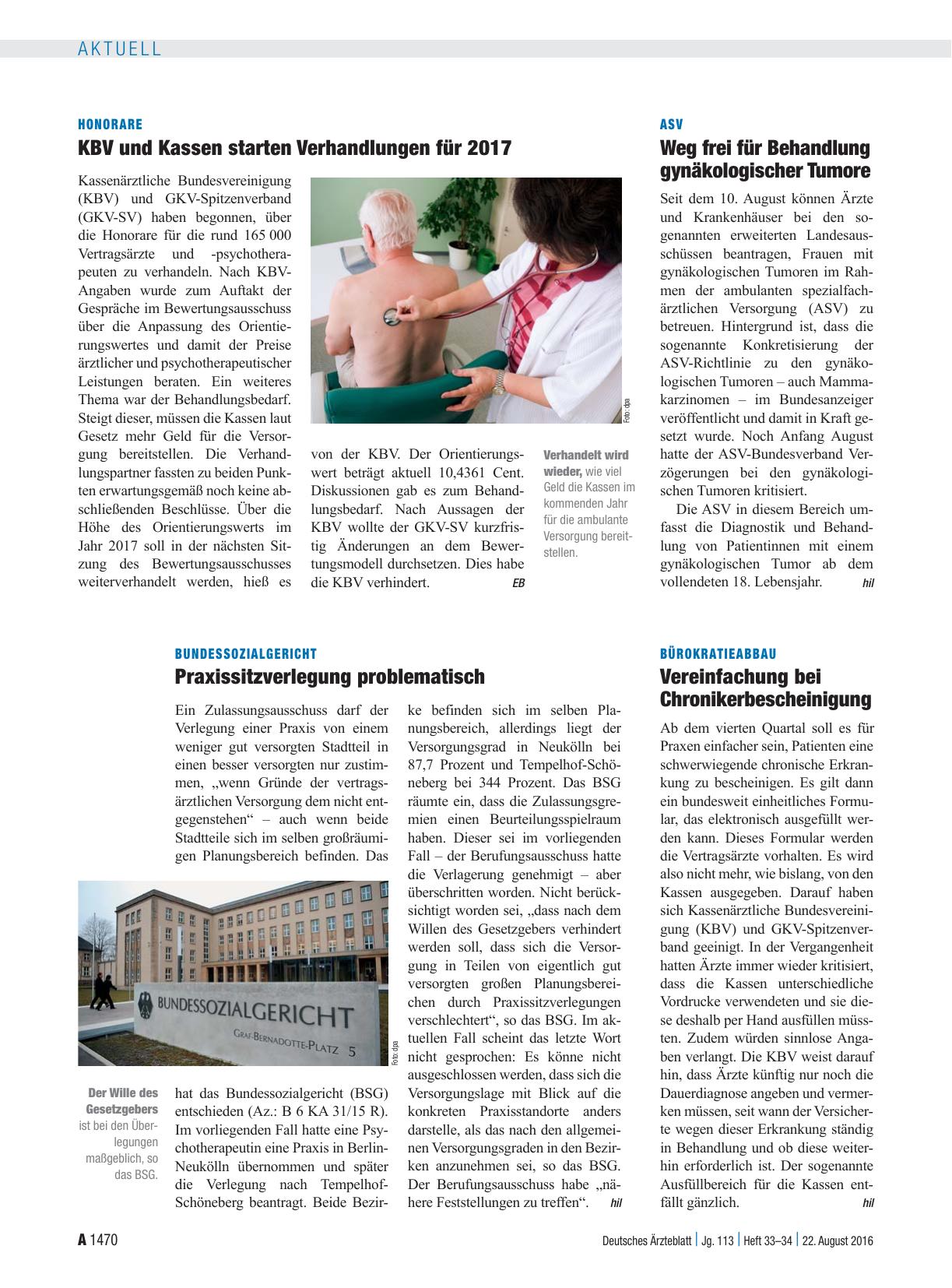 Vorschauseite 1: Bundessozialgericht: Praxissitzverlegung problematisch