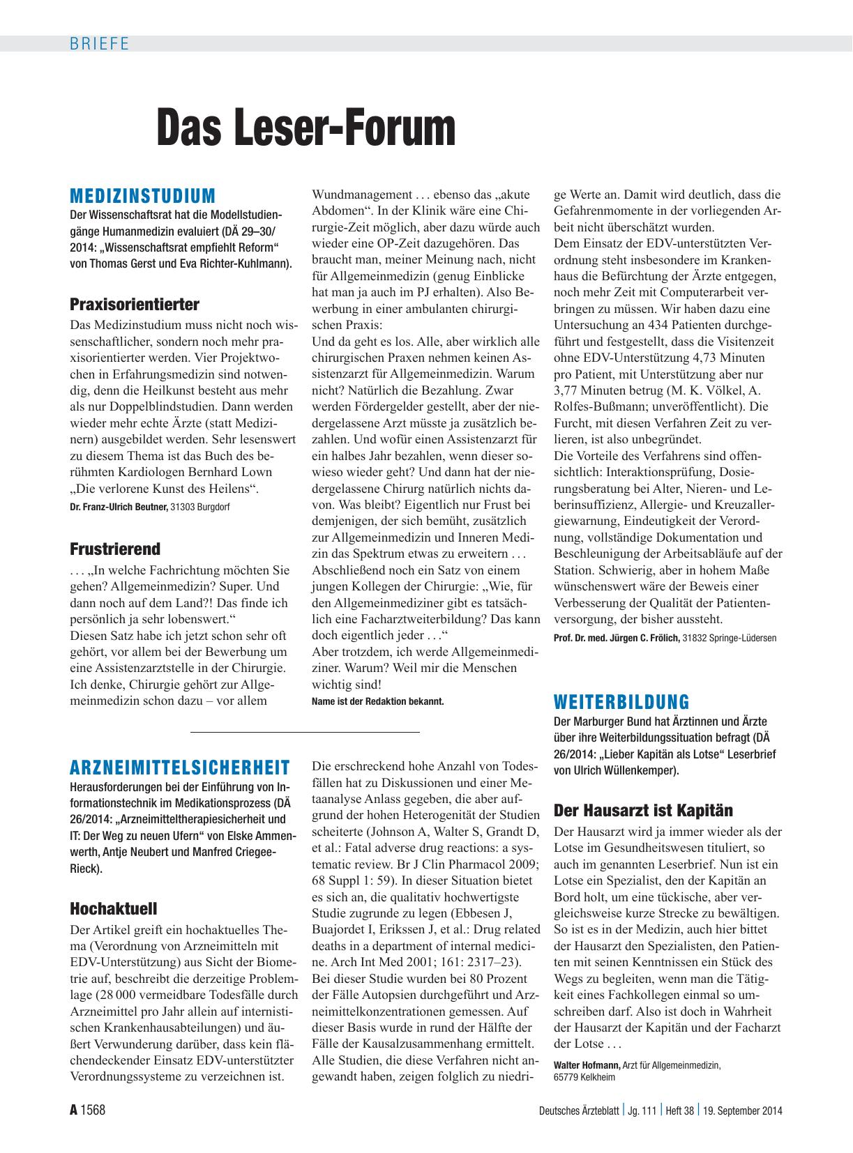 Vorschauseite 1: Weiterbildung: Der Hausarzt ist Kapitän