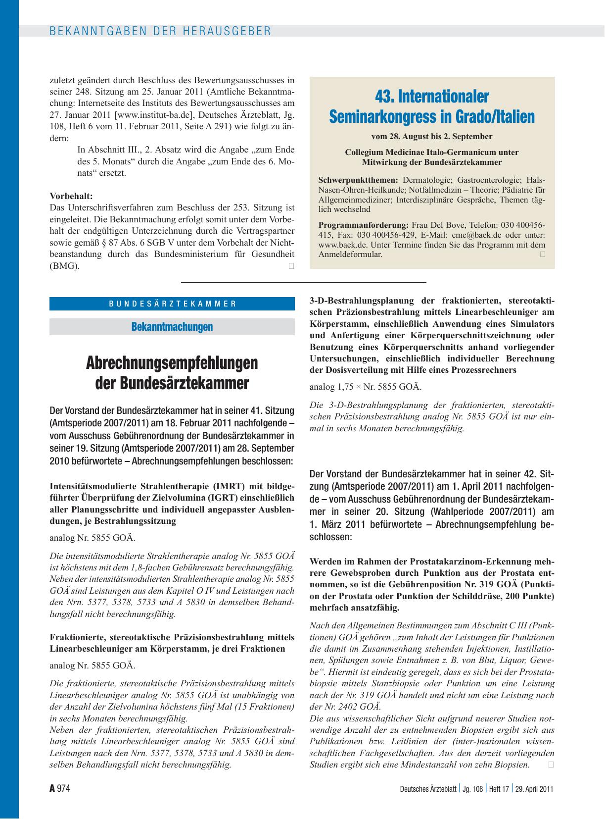 Vorschauseite 1: 43. Internationaler Seminarkongress in Grado/Italien