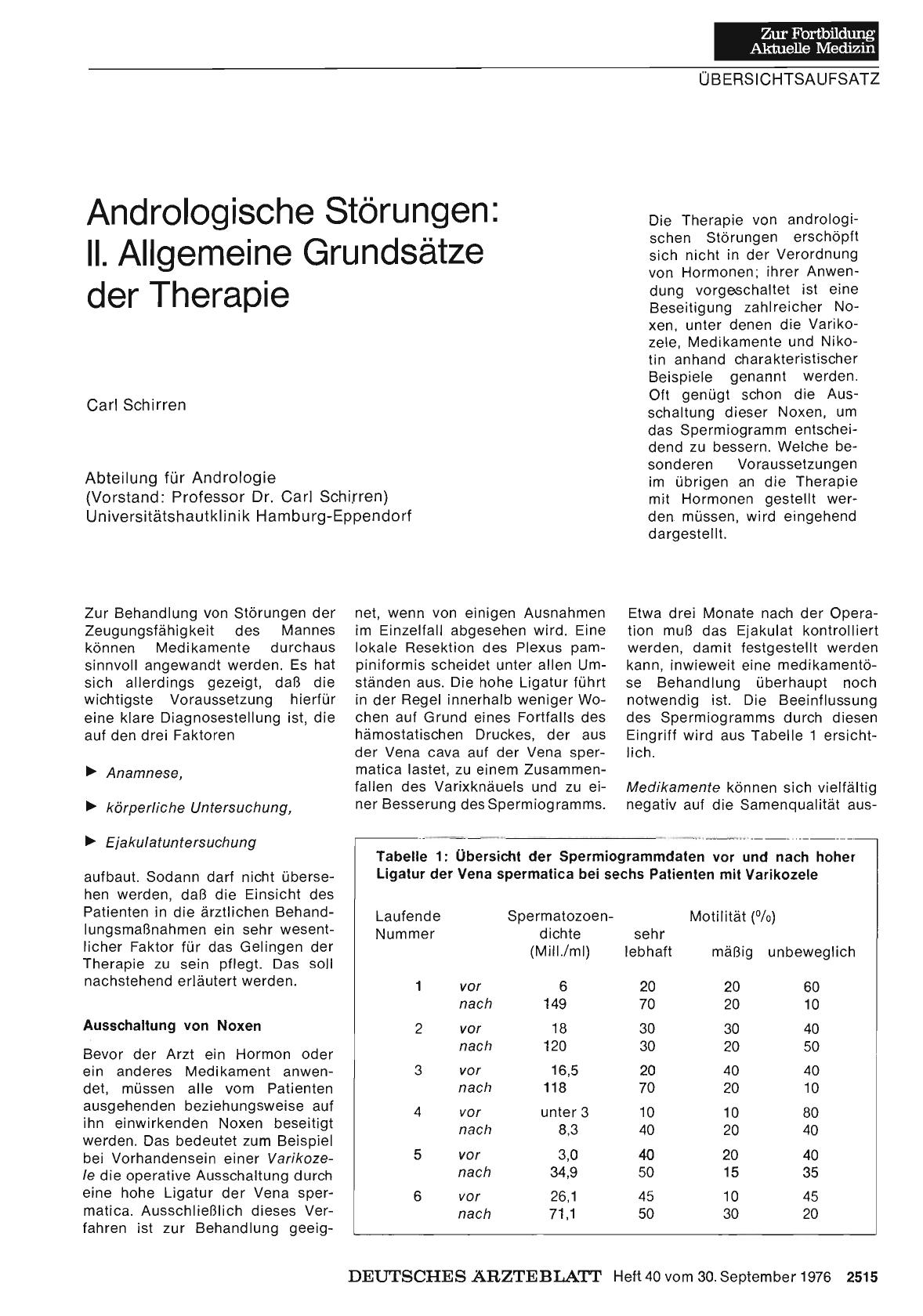 Vorschauseite 1: Andrologische Störungen: 11. Allgemeine Grundsätze der Therapie