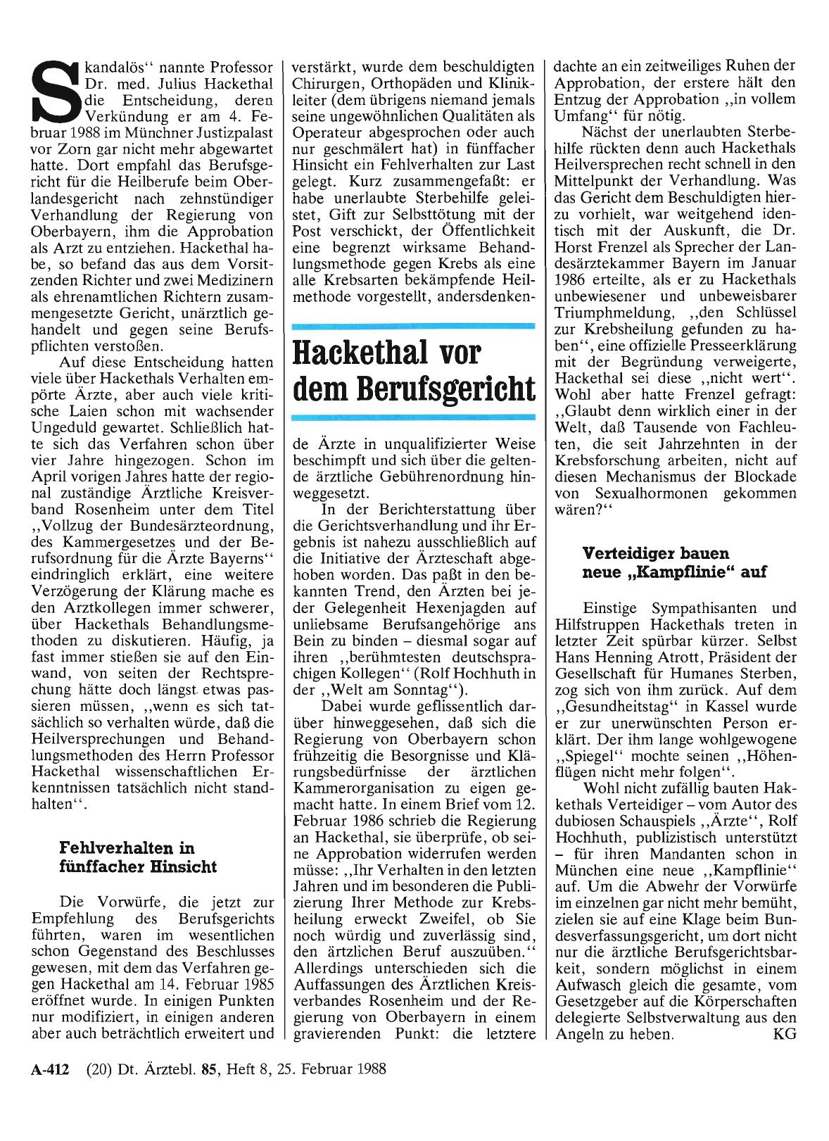 Vorschauseite 1: Hackethal vor dem Berufsgericht