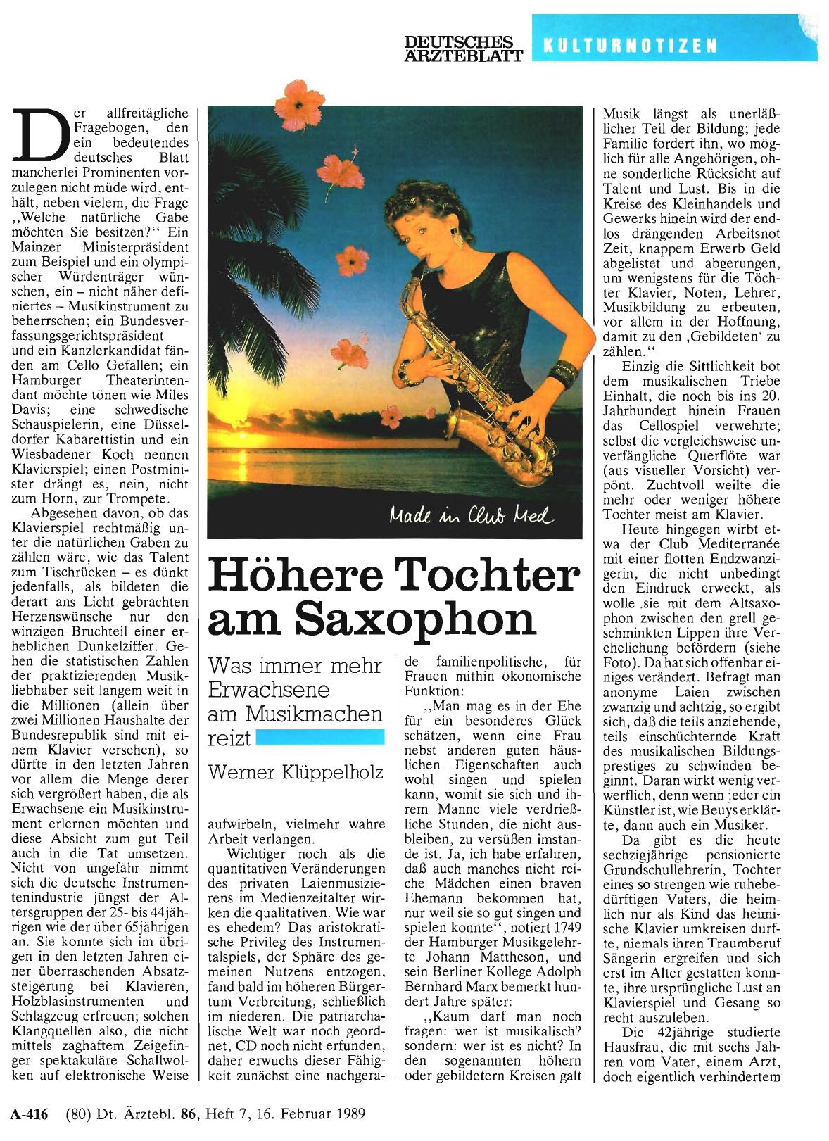 Vorschauseite 1: Höhere Tochter am Saxophon