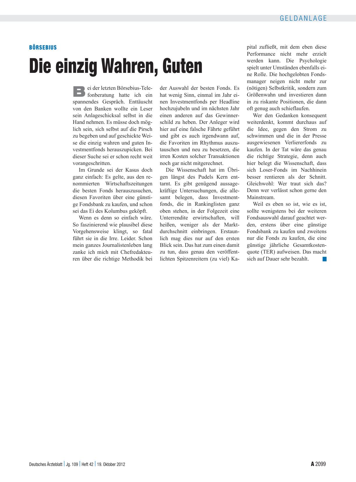 Vorschauseite 1: Börsebius: Die einzig Wahren, Guten