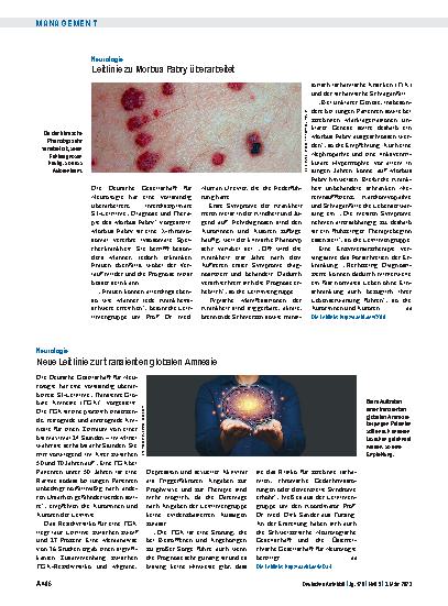 Vorschauseite 1: Neurologie: Neue Leitlinie zur transienten globalen Amnesie