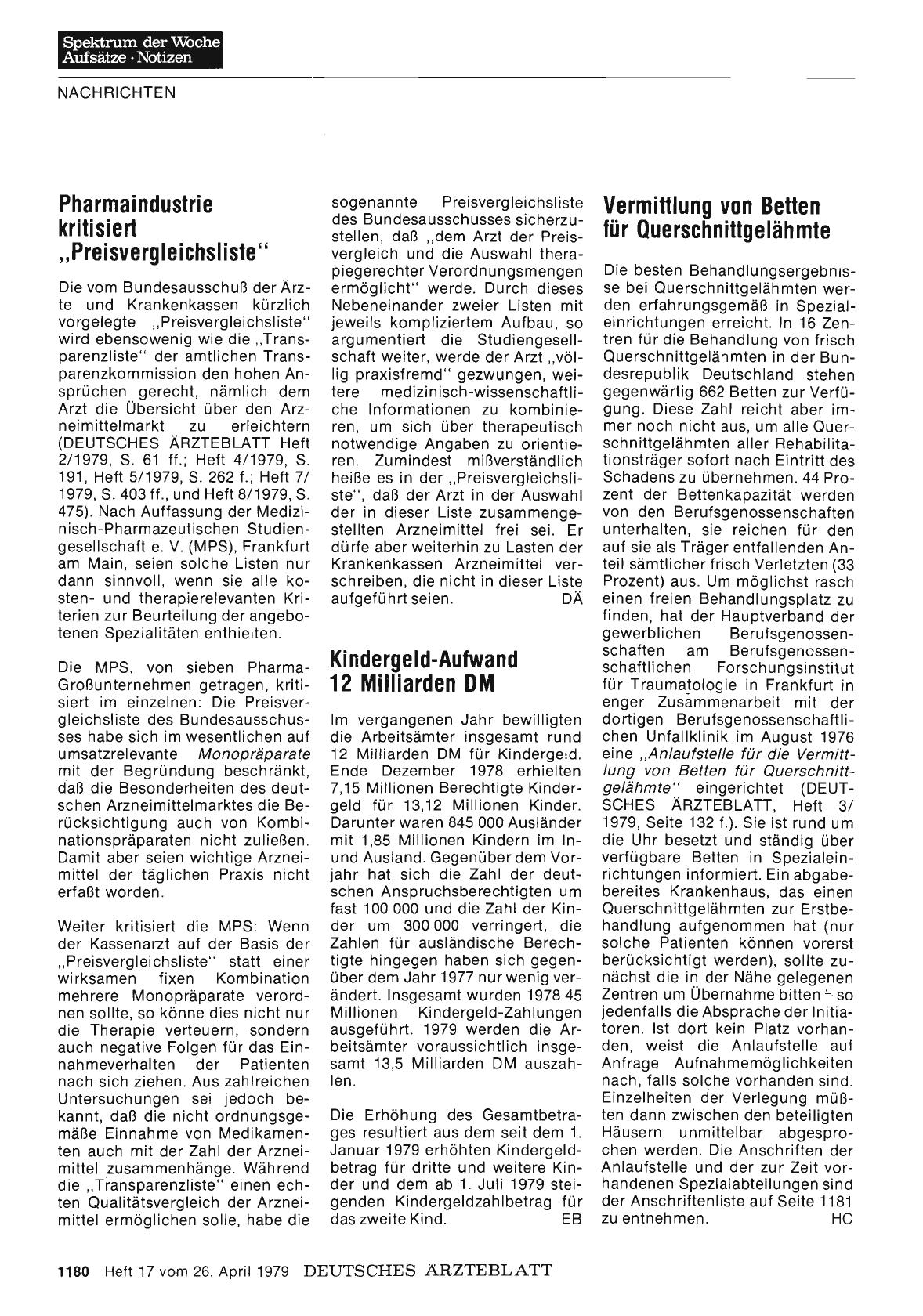 Vorschauseite 1: Kindergeld-Aufwand 12 Milliarden DM