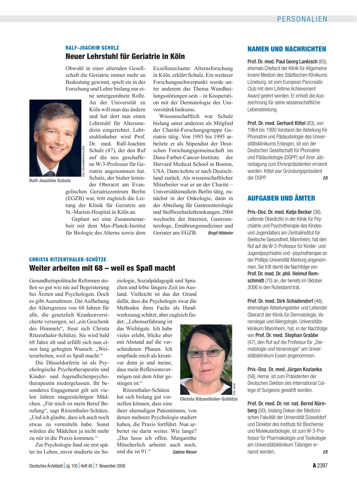 Vorschauseite 1: Namen und Nachrichten