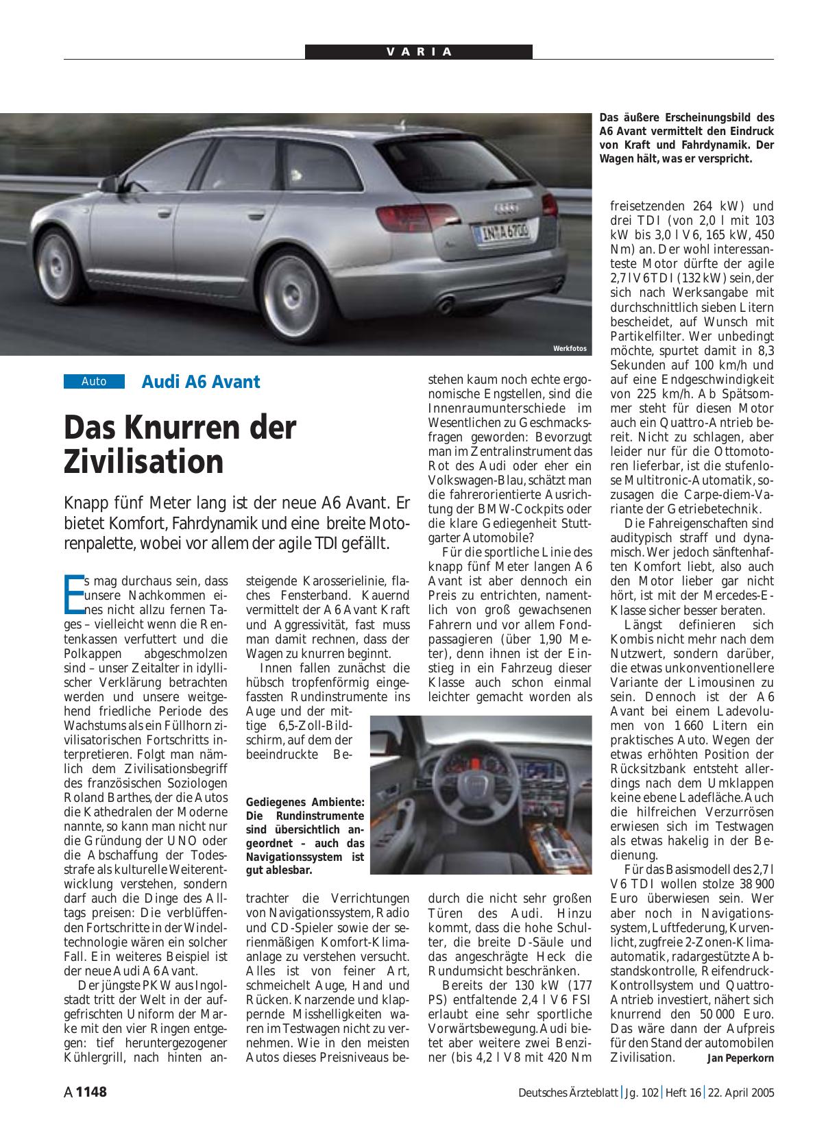 Vorschauseite 1: Audi A6 Avant: Das Knurren der Zivilisation
