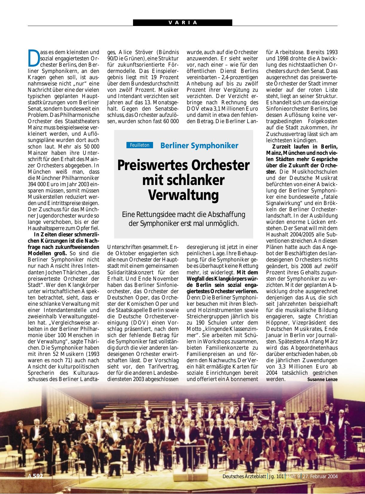 Vorschauseite 1: Berliner Symphoniker: Preiswertes Orchester mit schlanker Verwaltung