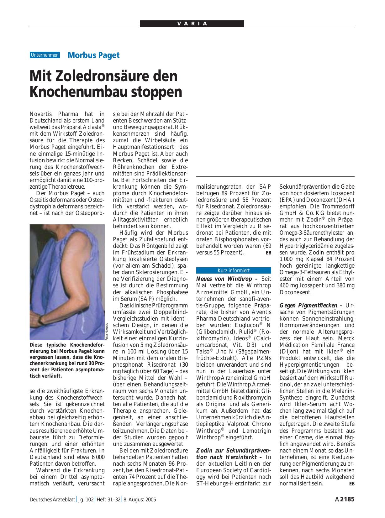 Vorschauseite 1: Morbus Paget: Mit Zoledronsäure den Knochenumbau stoppen