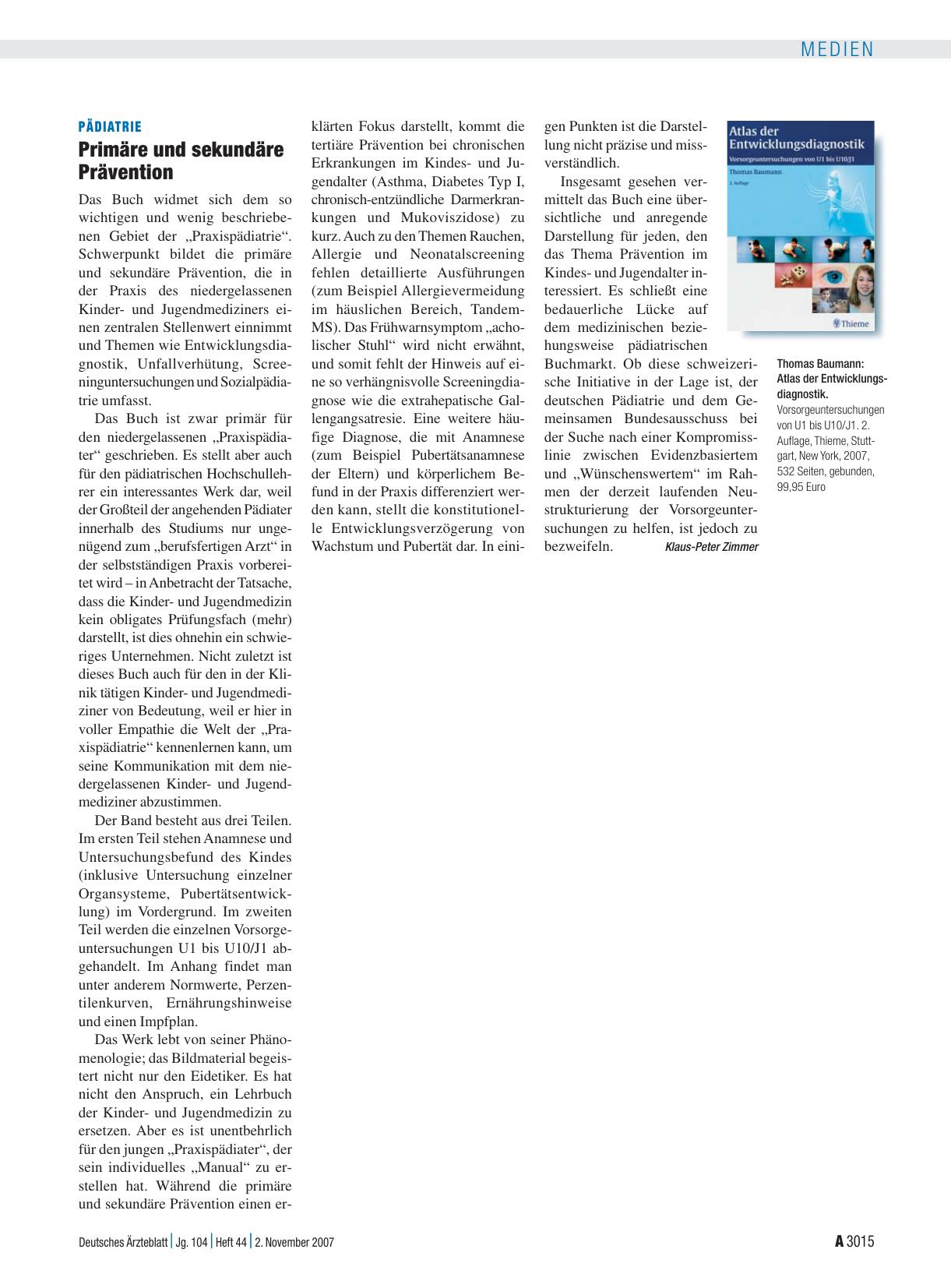 Vorschauseite 1: Atlas der Entwicklungsdiagnostik. Vorsorgeuntersuchungen von U1 bis U10/J1.