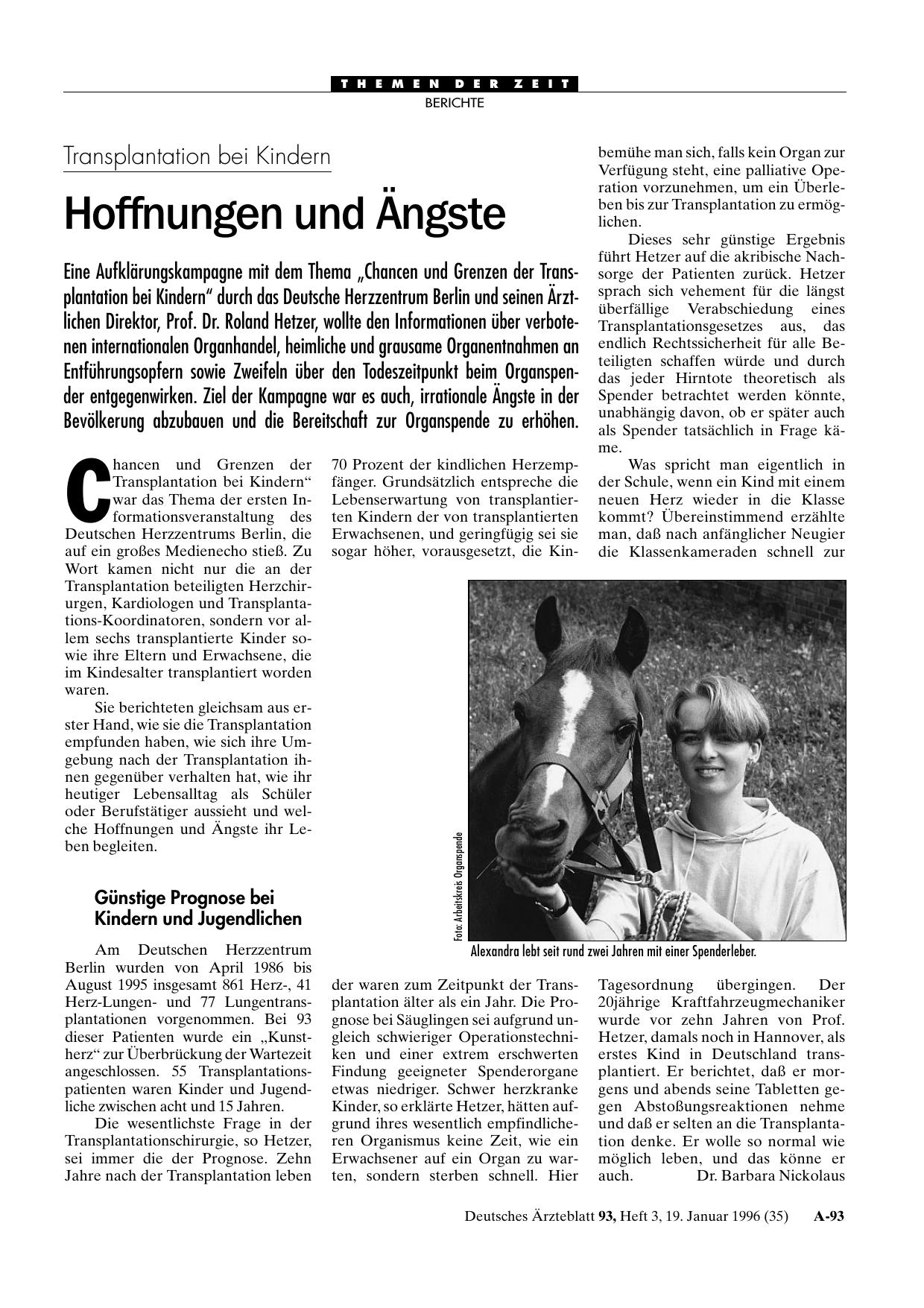 Vorschauseite 1: Transplantation bei Kindern: Hoffnungen und Ängste