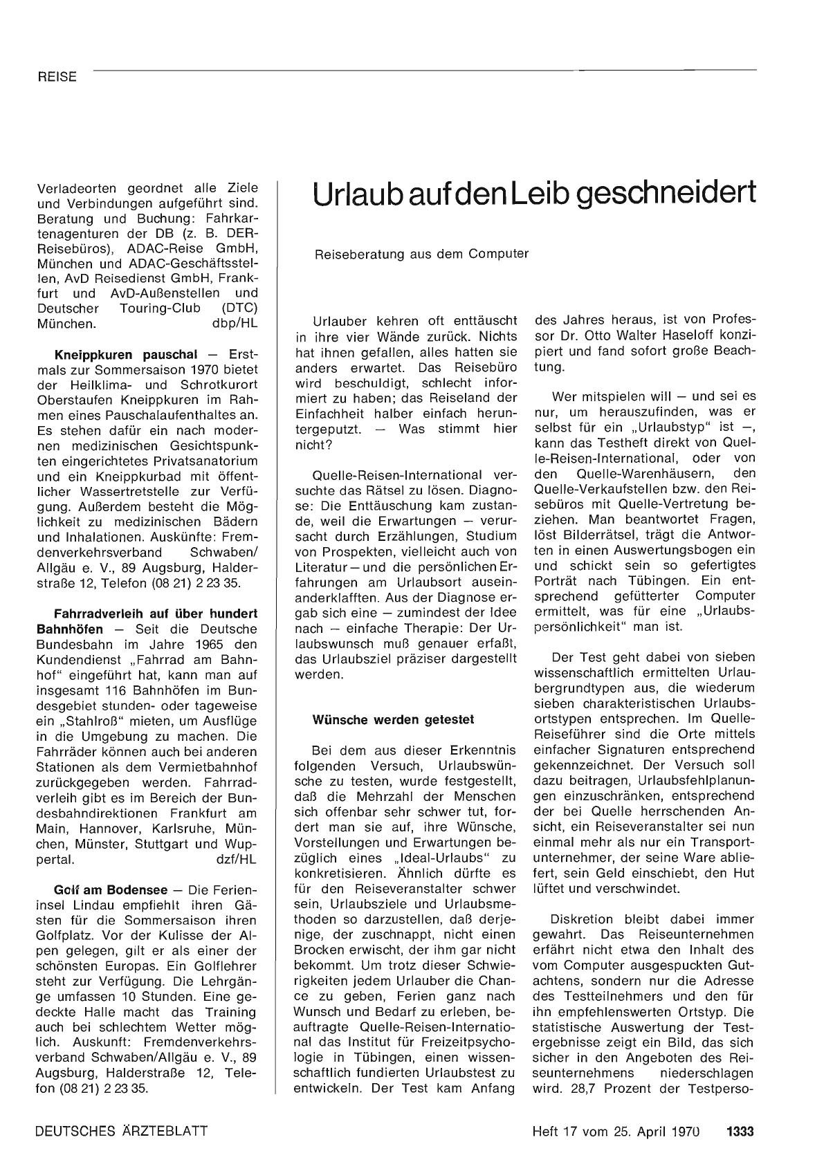 Vorschauseite 1: Urlaub auf den Leib geschneidert