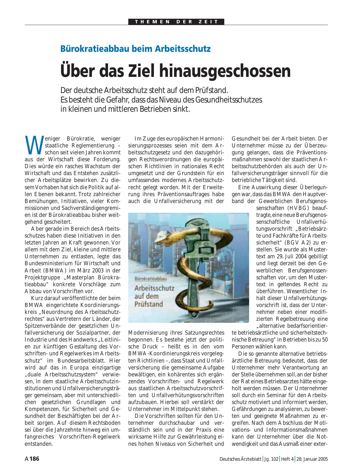 Vorschauseite 1: Bürokratieabbau beim Arbeitsschutz: Über das Ziel hinausgeschossen
