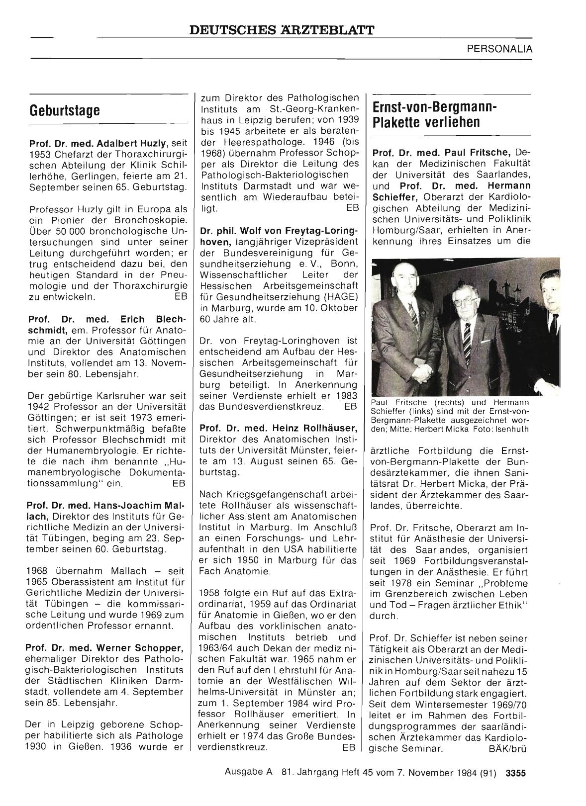 Vorschauseite 1: Ernst-von-Bergmann-Plakette verliehen