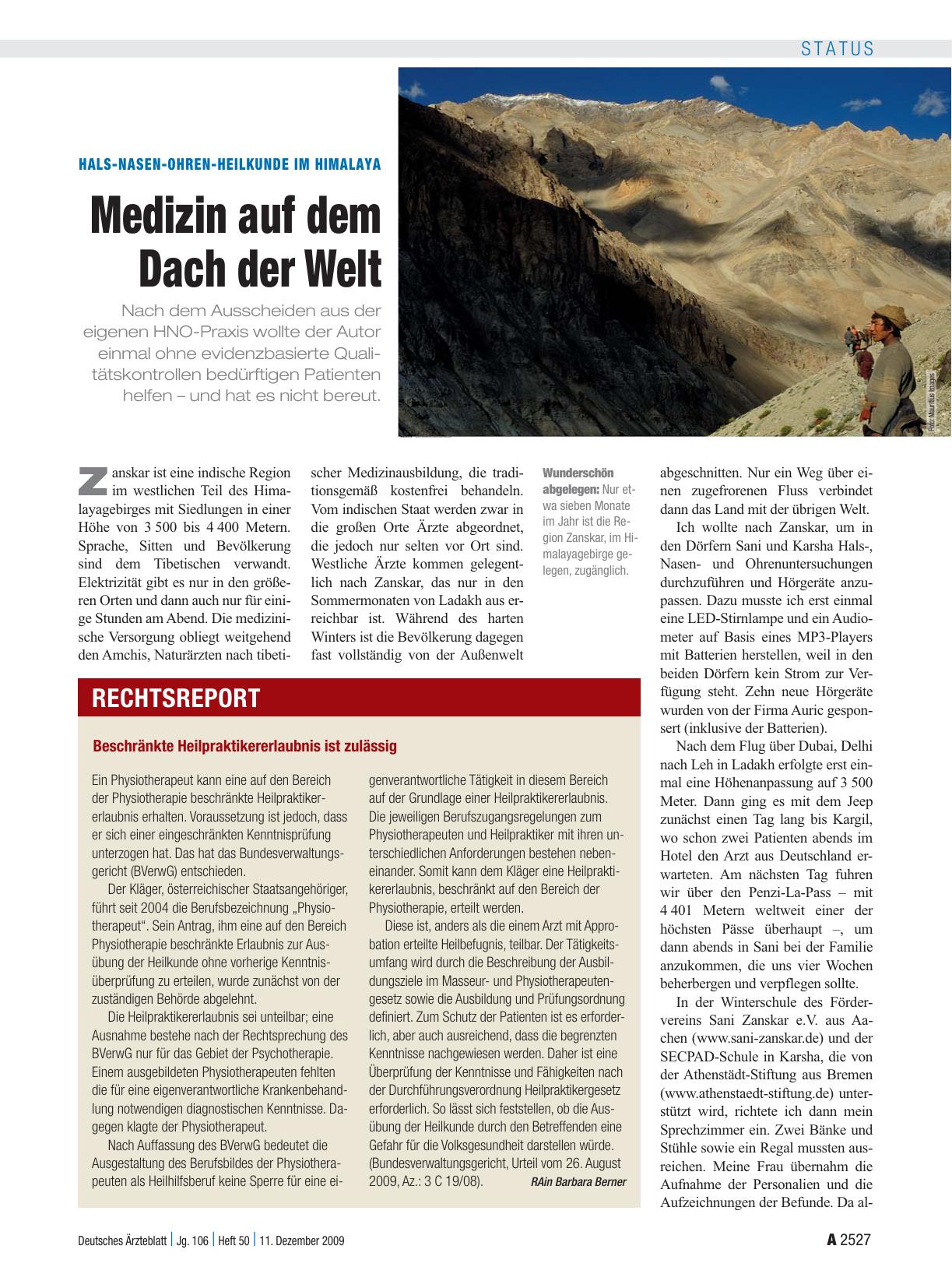 Vorschauseite 1: Hals-Nasen-Ohren-Heilkunde im Himalaya: Medizin auf dem Dach der Welt