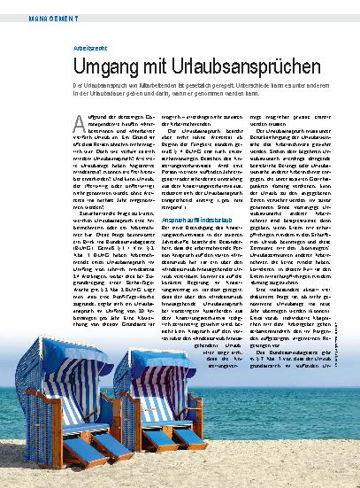 Vorschauseite 1: Arbeitsrecht: Umgang mit Urlaubsansprüchen