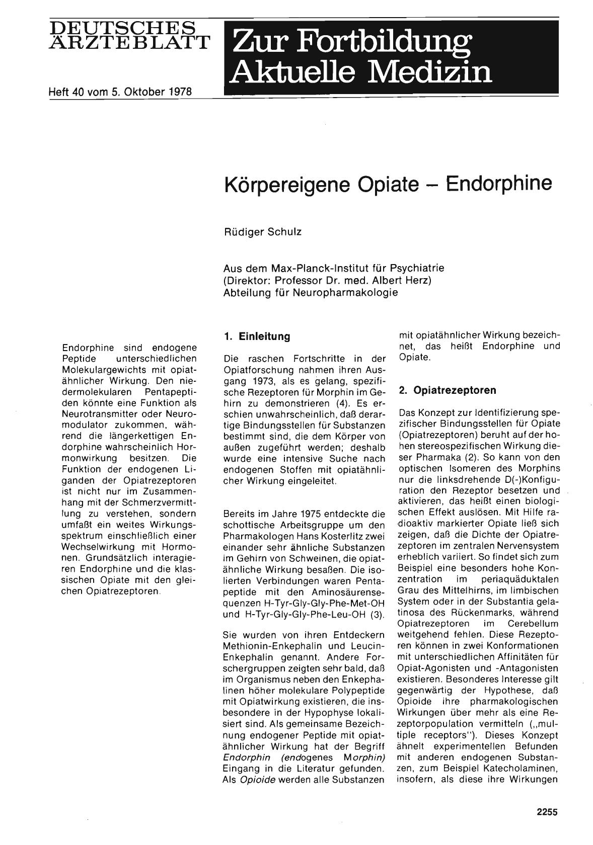 Vorschauseite 1: Körpereigene Opiate - Endorphine