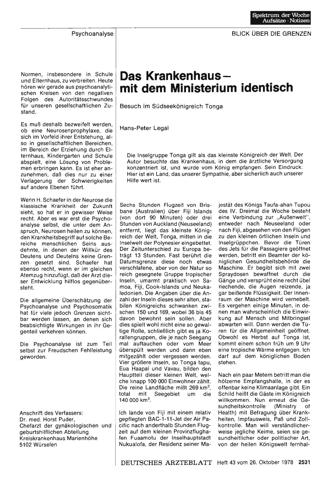 Vorschauseite 1: Das Krankenhaus - mit dem Ministerium identisch: Besuch im Südseekönigreich Tonga