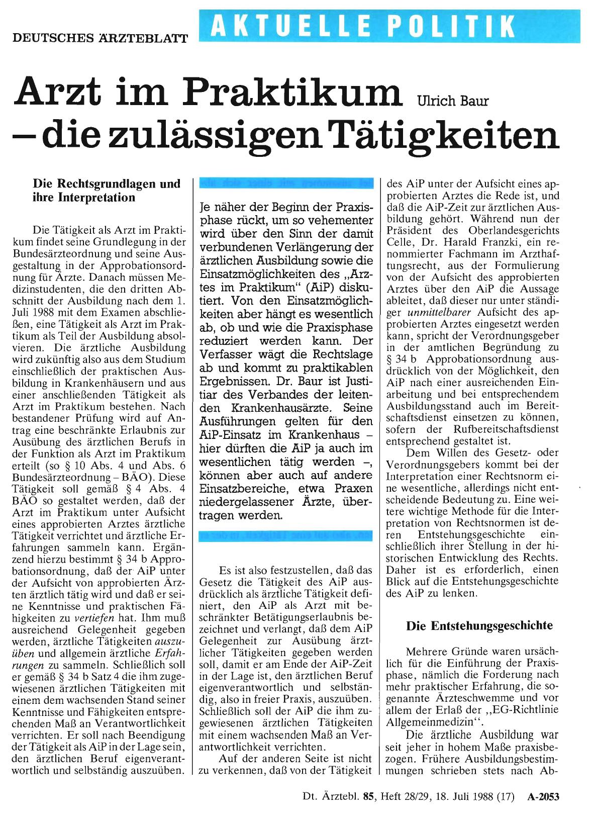 Vorschauseite 1: Arzt im Praktikum – die zulässigen Tätigkeiten
