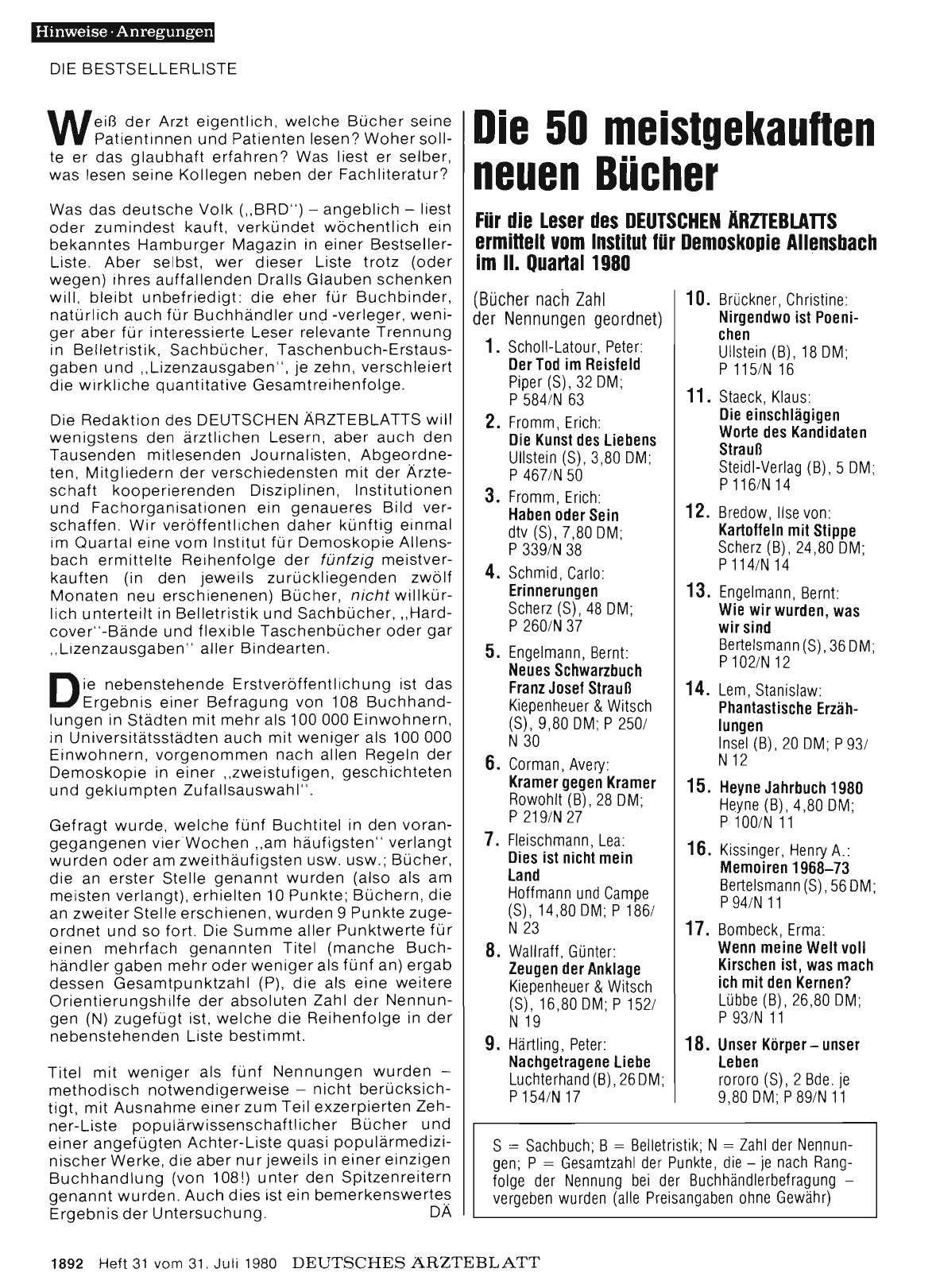 Vorschauseite 1: Die Bestsellerliste: Die 50 meistgekauften neuen Bücher