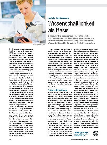 Vorschauseite 1: Ärztliche Berufsausübung: Wissenschaftlichkeit als Basis