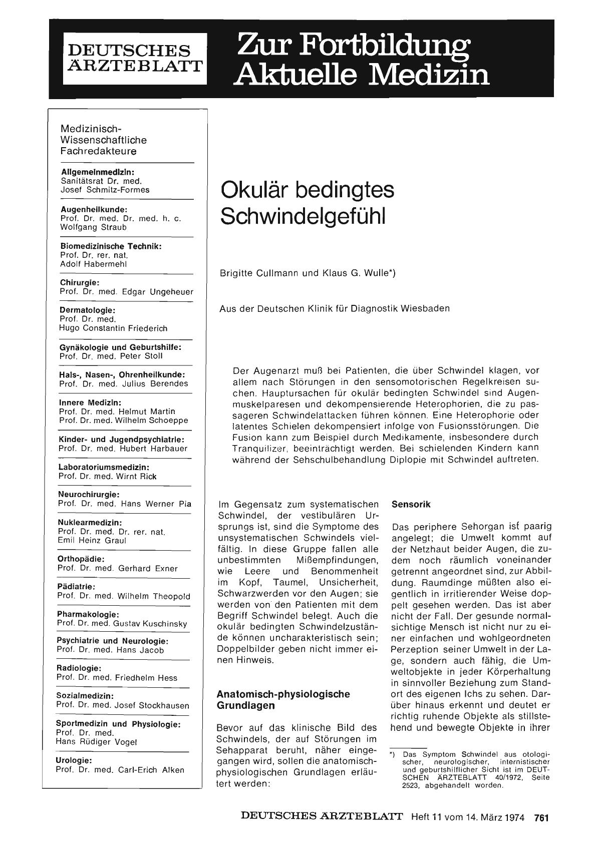 Vorschauseite 1: Okulär bedingtes Schwindelgefühl