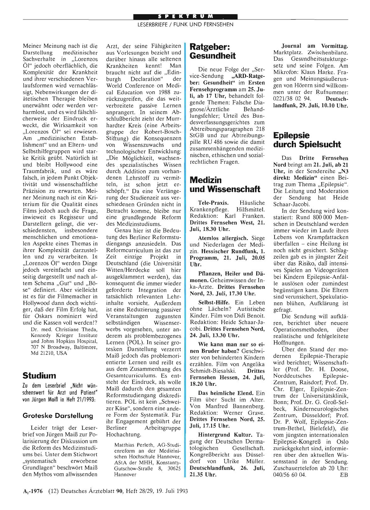 Vorschauseite 1: Medizin und Wissenschaft