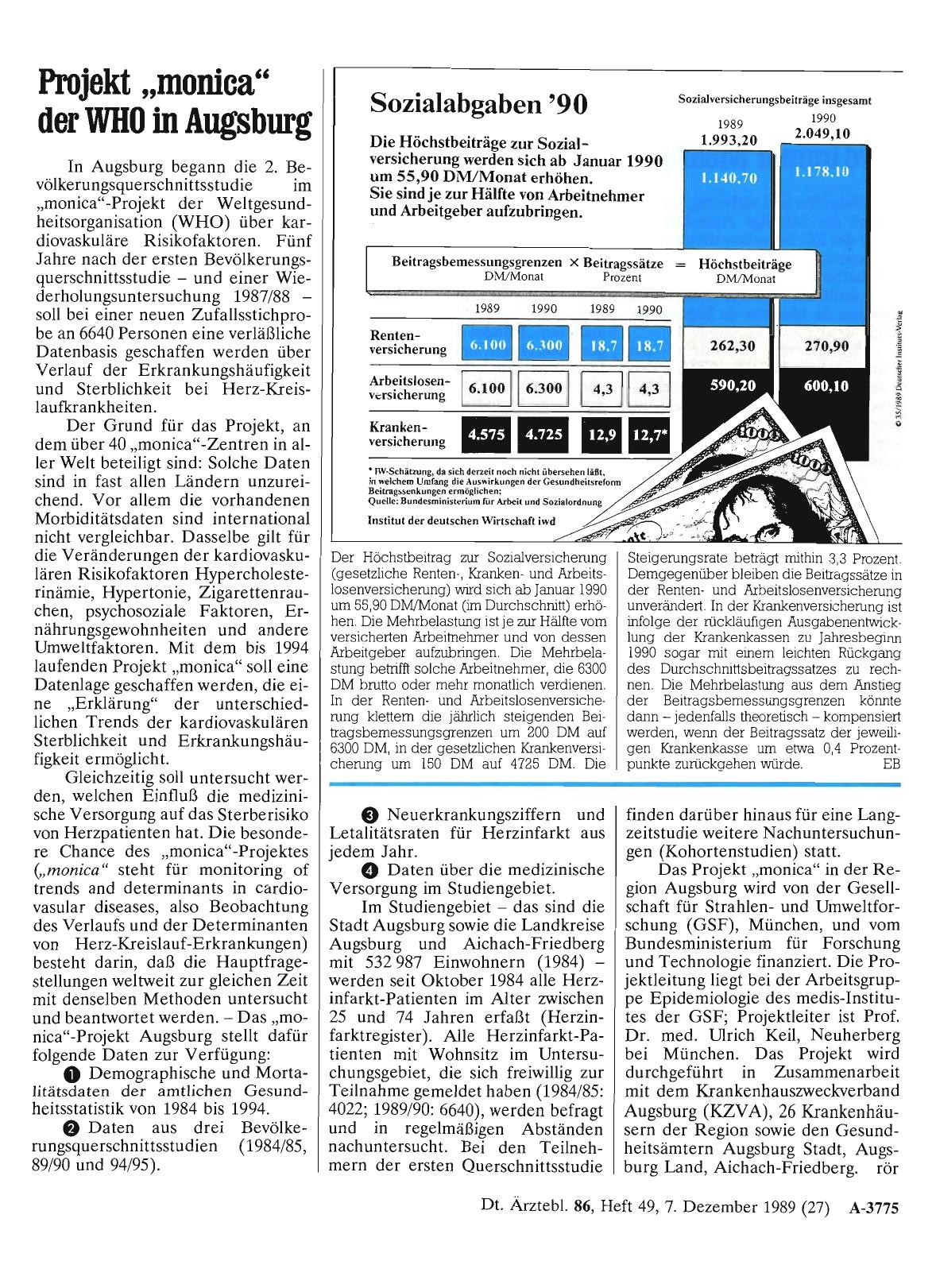 Vorschauseite 1: Projekt „monica“ der WHO in Augsburg