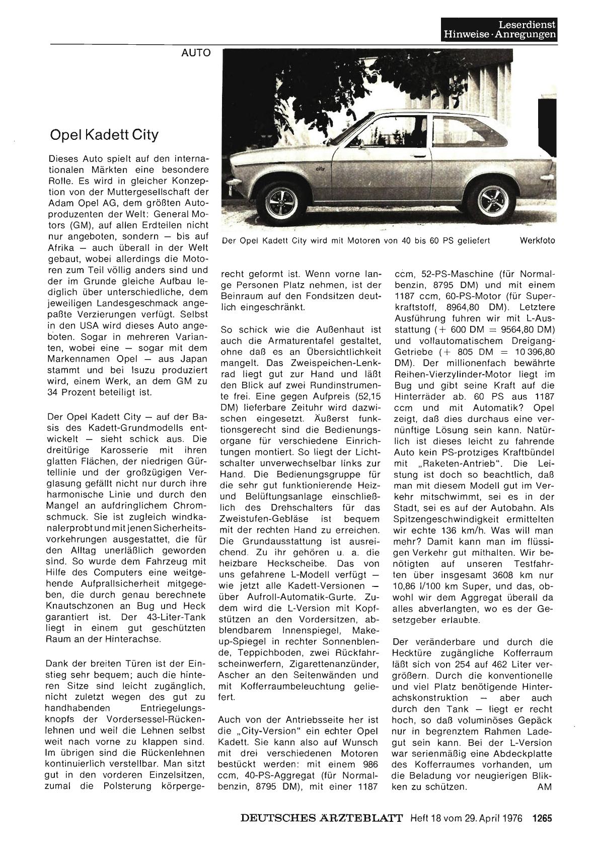 Vorschauseite 1: Opel Kadett City