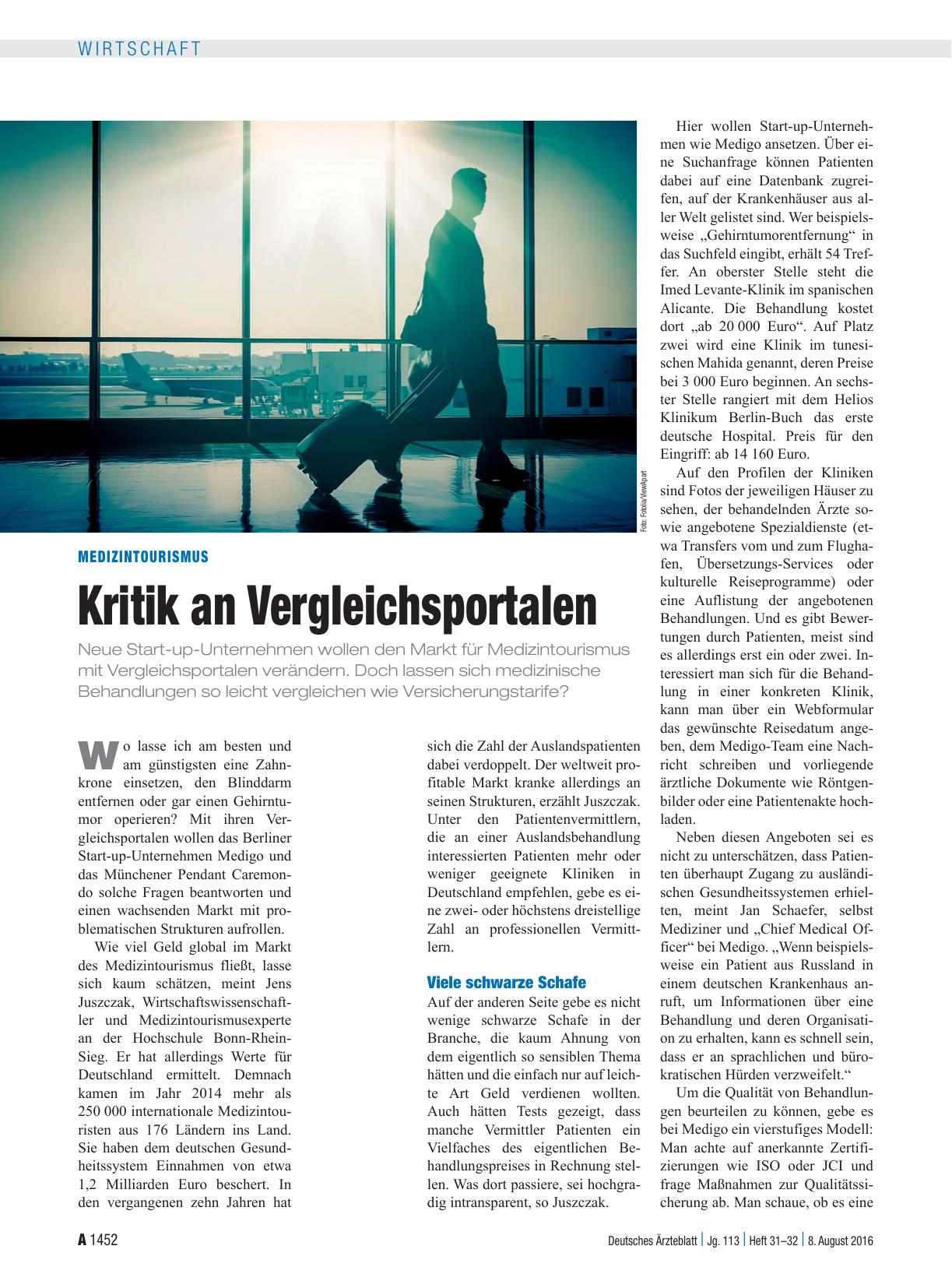 Vorschauseite 1: Medizintourismus: Kritik an Vergleichsportalen