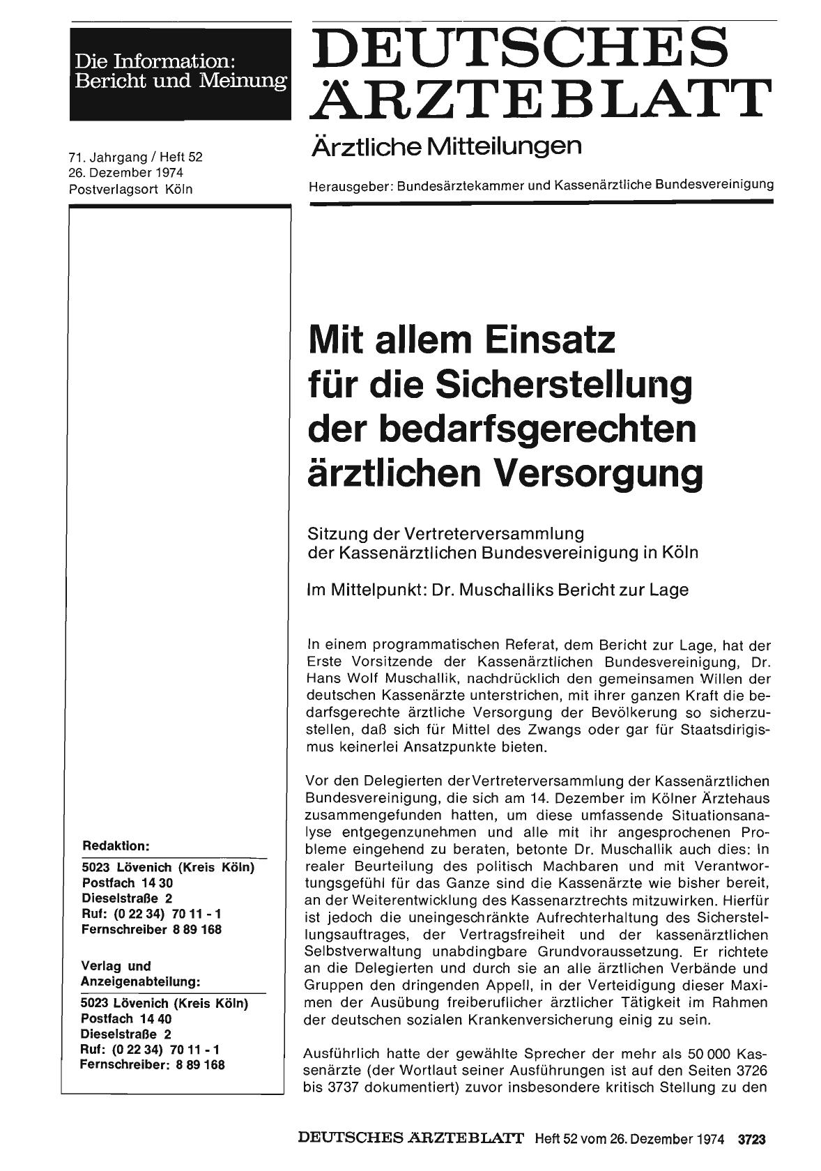 Vorschauseite 1: Mit allem Einsatz für die Sicherstellung der bedarfsgerechten ärztlichen Versorgung