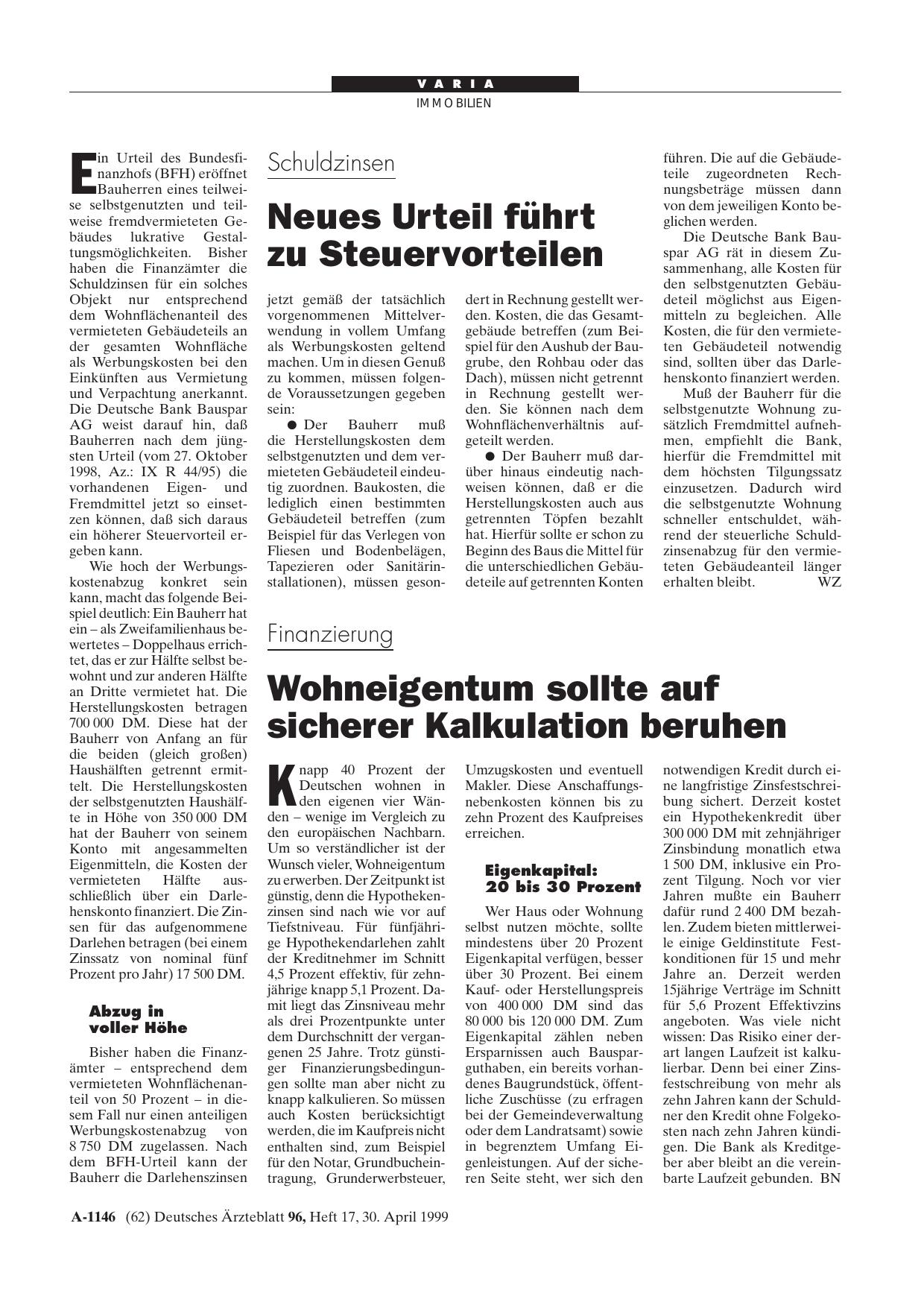 Vorschauseite 1: Schuldzinsen: Neues Urteil führt zu Steuervorteilen