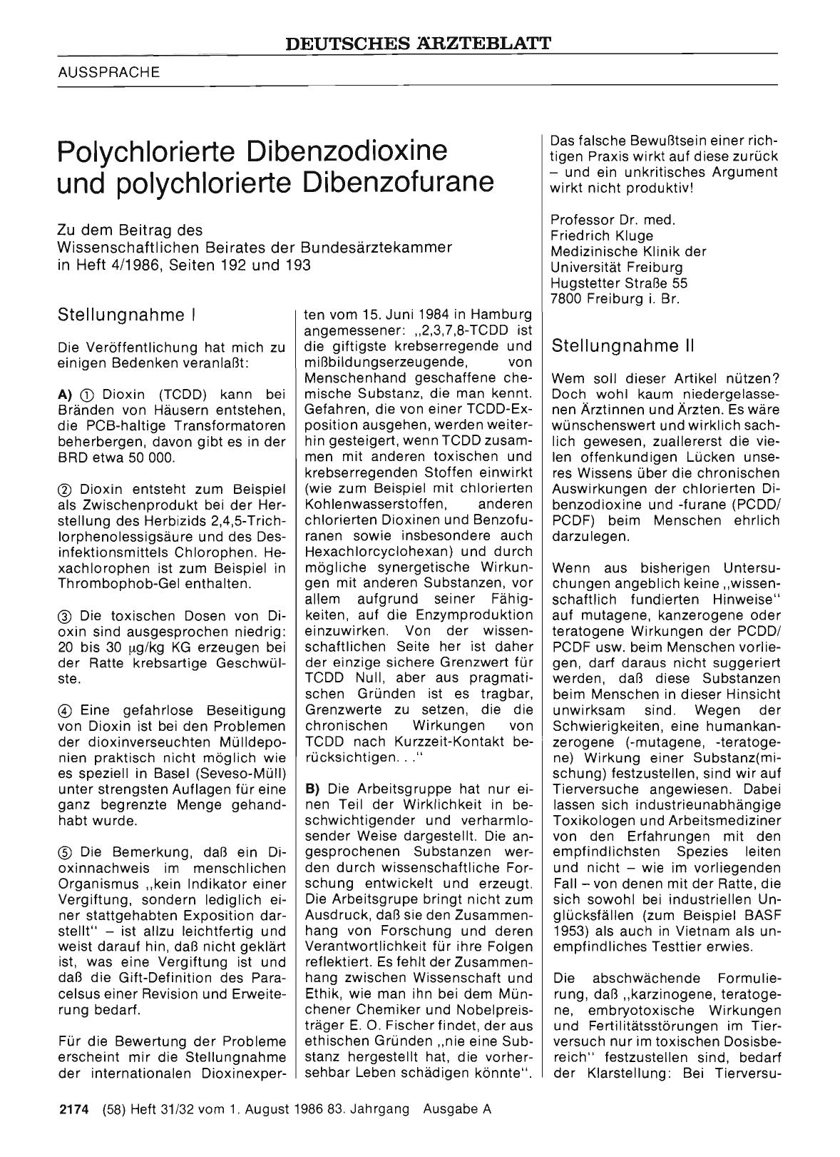 Vorschauseite 1: Polychlorierte Dibenzodioxine und polychlorierte Dibenzofurane: Stellungnahme I