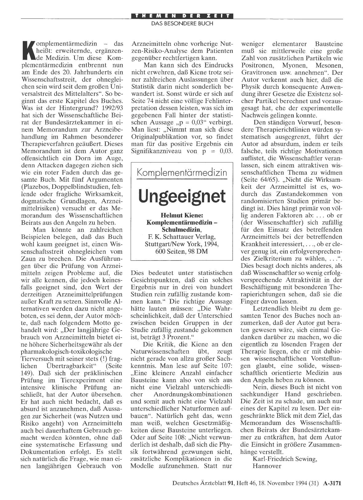 Vorschauseite 1: Komplementärmedizin: Ungeeignet