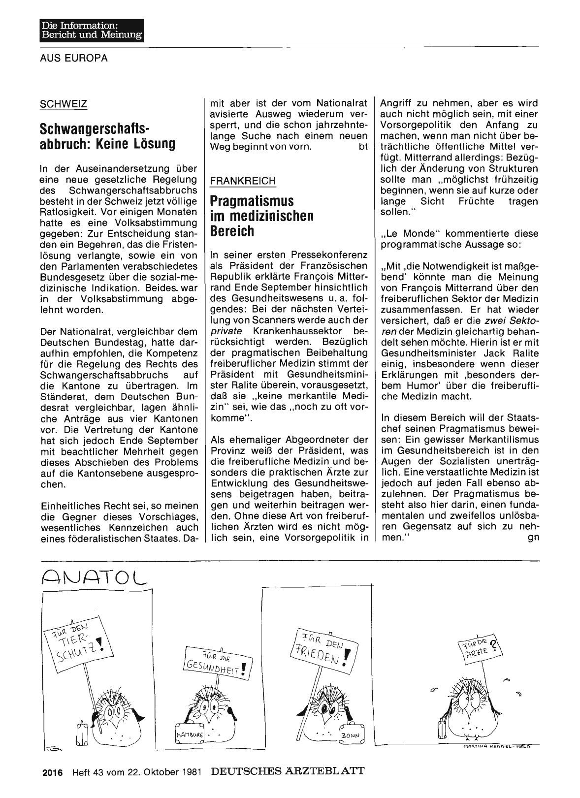 Vorschauseite 1: FRANKREICH: Pragmatismus im medizinischen Bereich