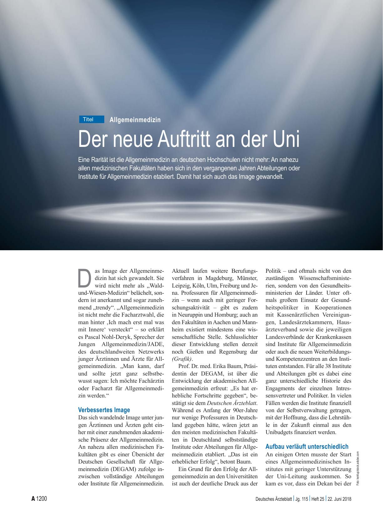 Vorschauseite 1: Allgemeinmedizin: Der neue Auftritt an der Uni
