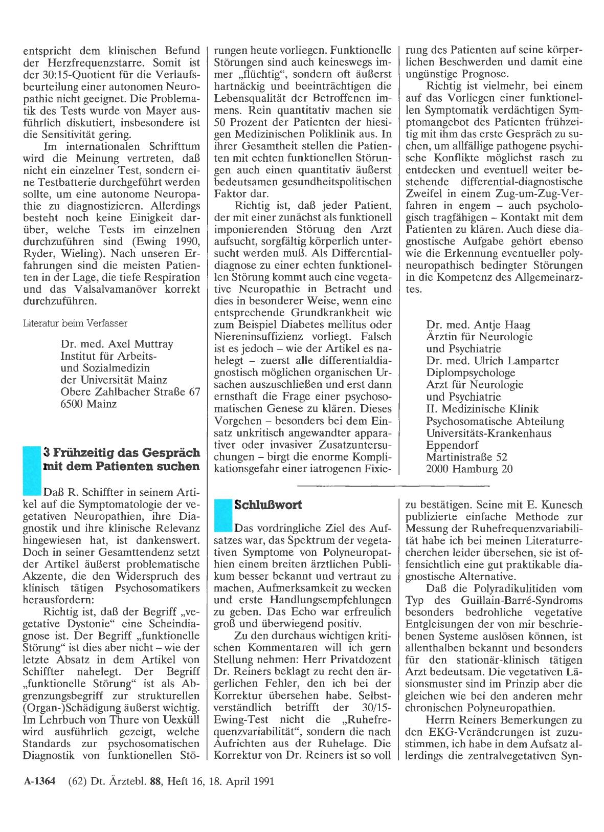 Vorschauseite 1: Die vegetative Symptomatik der Polyneuropathien: Schlußwort