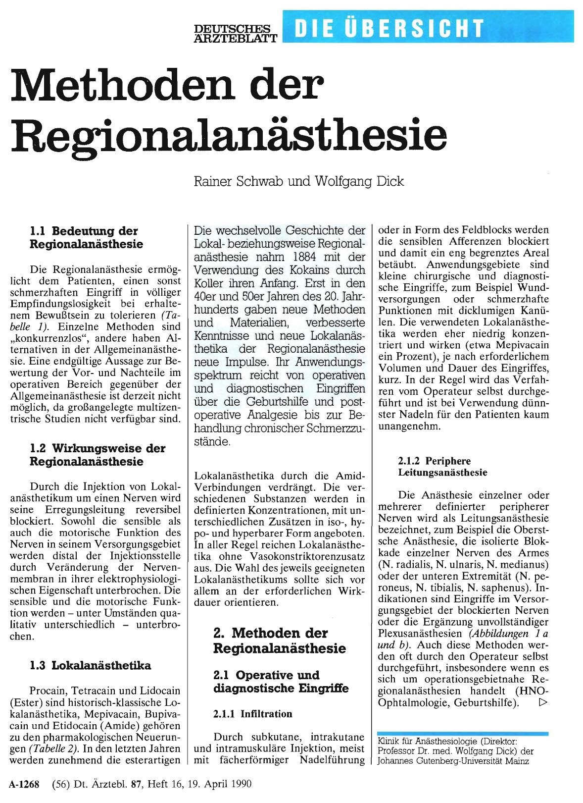 Vorschauseite 1: Methoden der Regionalanästhesie