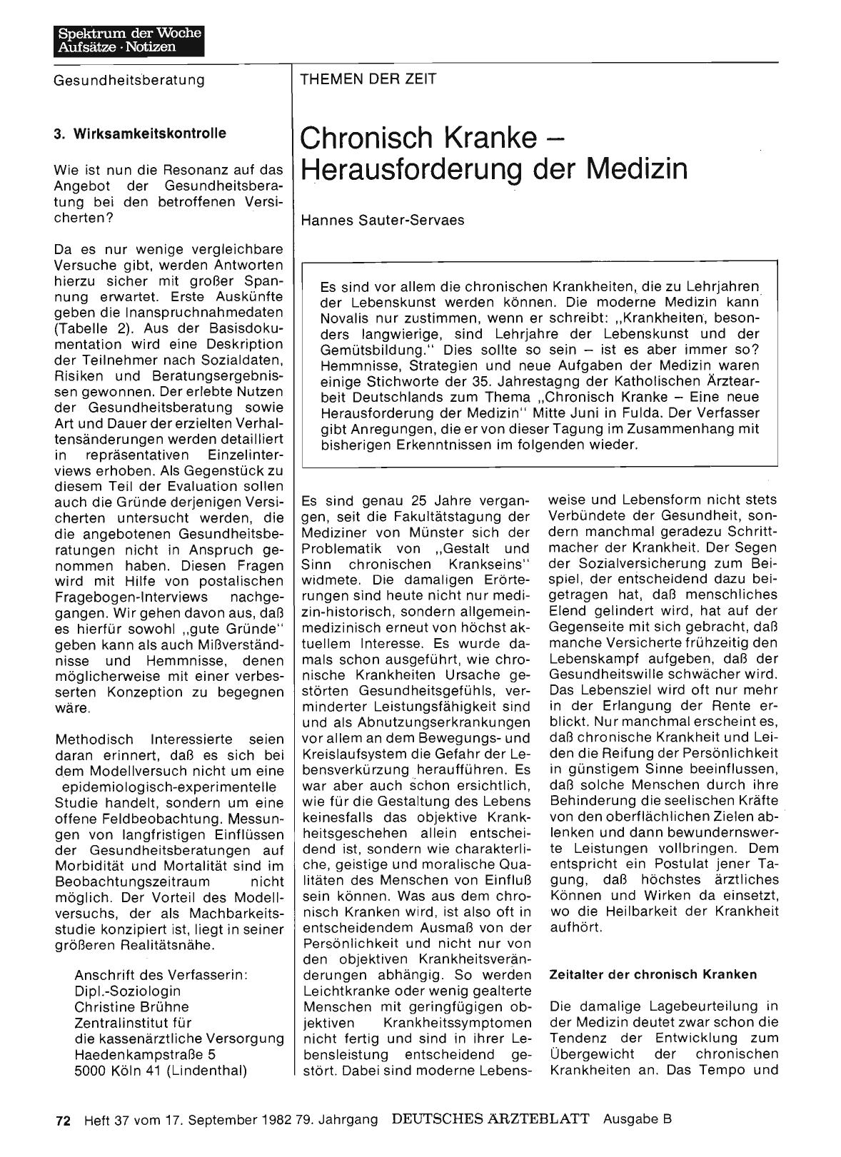 Vorschauseite 1: Chronisch Kranke — Herausforderung der Medizin