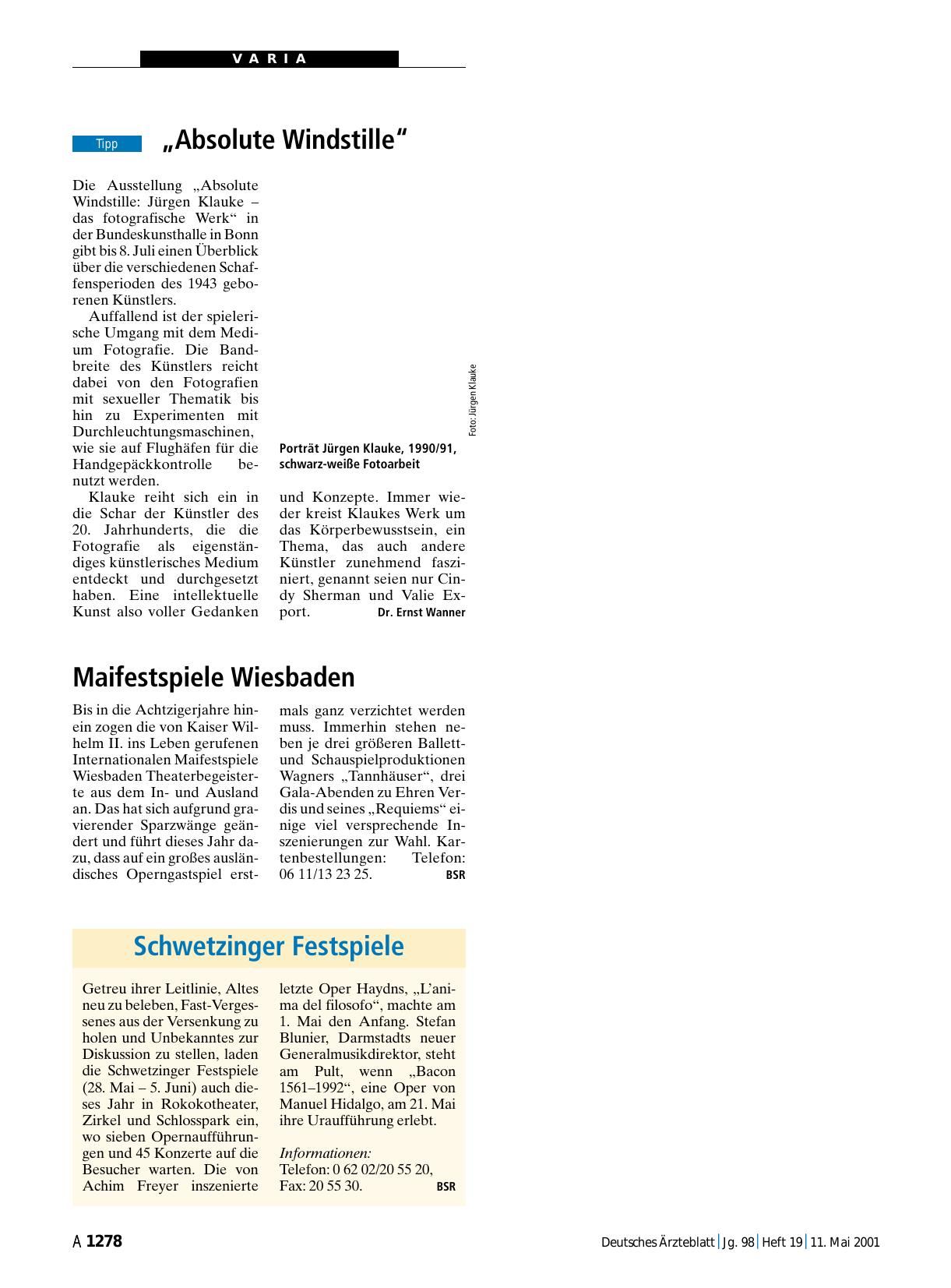 Vorschauseite 1: Maifestspiele Wiesbaden