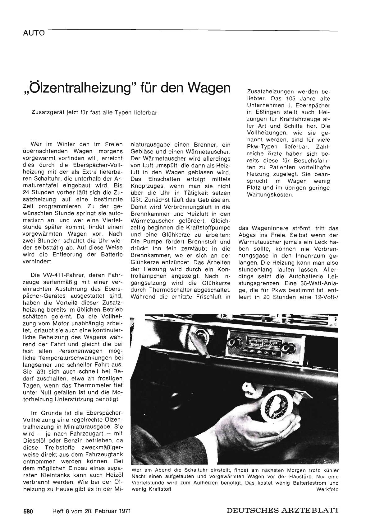 Vorschauseite 1: „Ölzentralheizung" für den Wagen