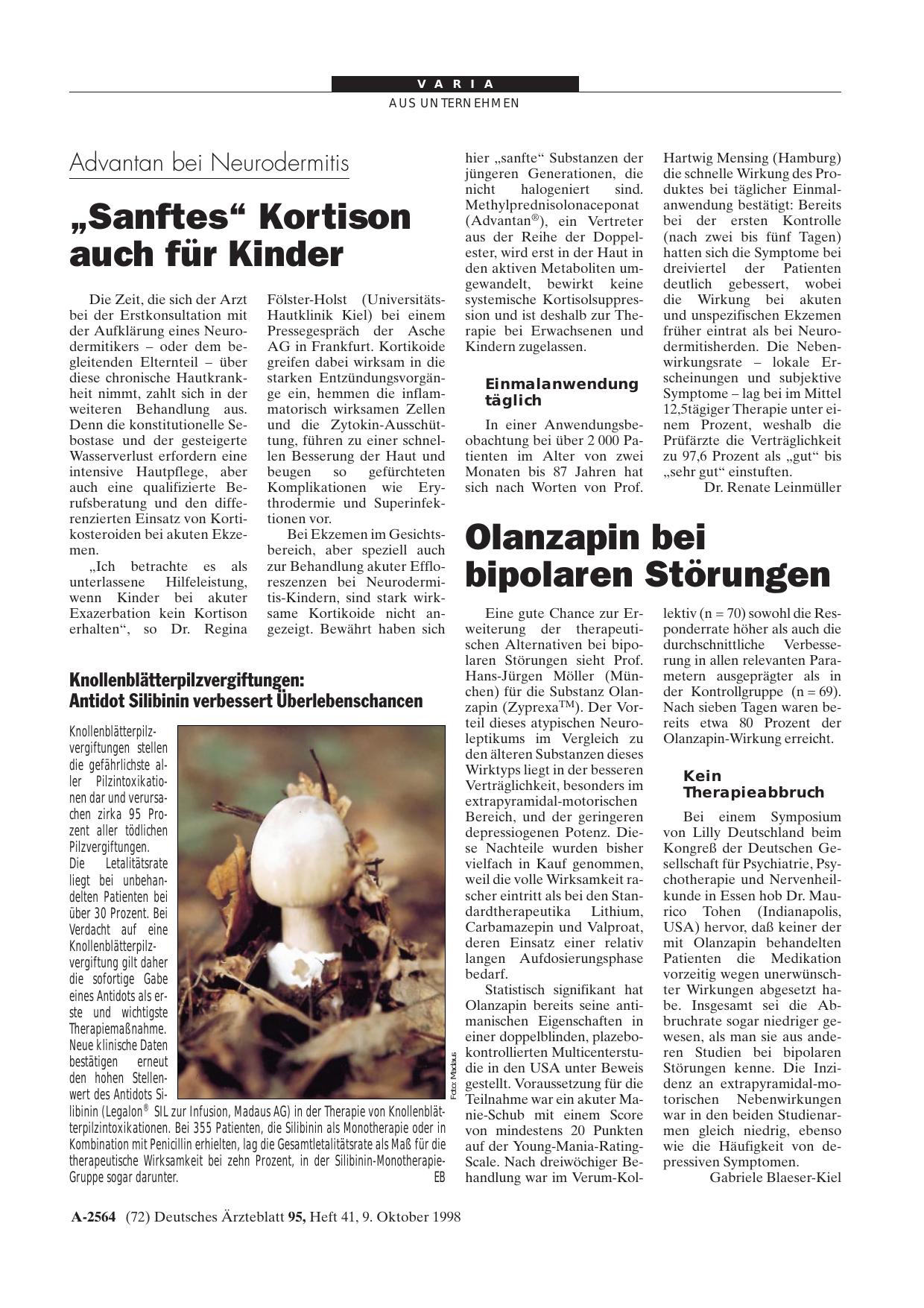 Vorschauseite 1: Olanzapin bei bipolaren Störungen