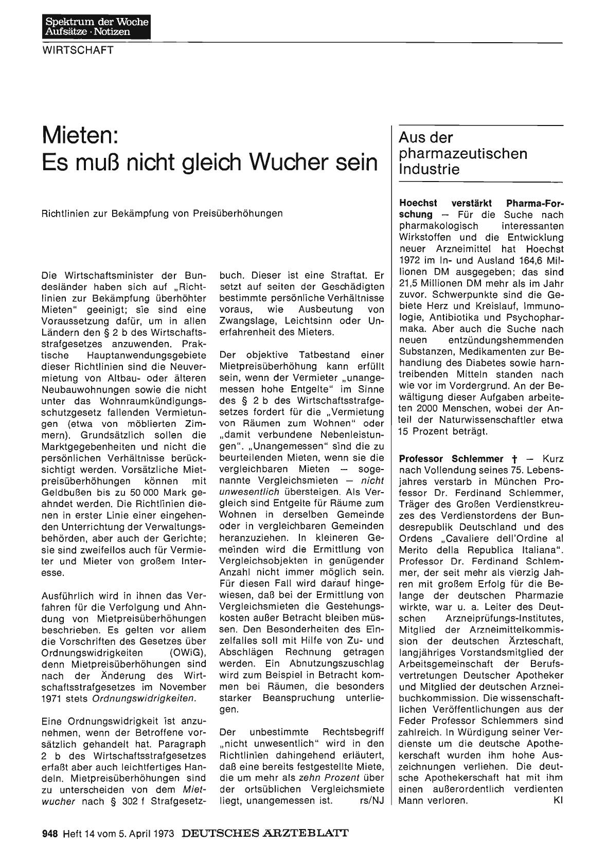 Vorschauseite 1: Aus der pharmazeutischen Industrie
